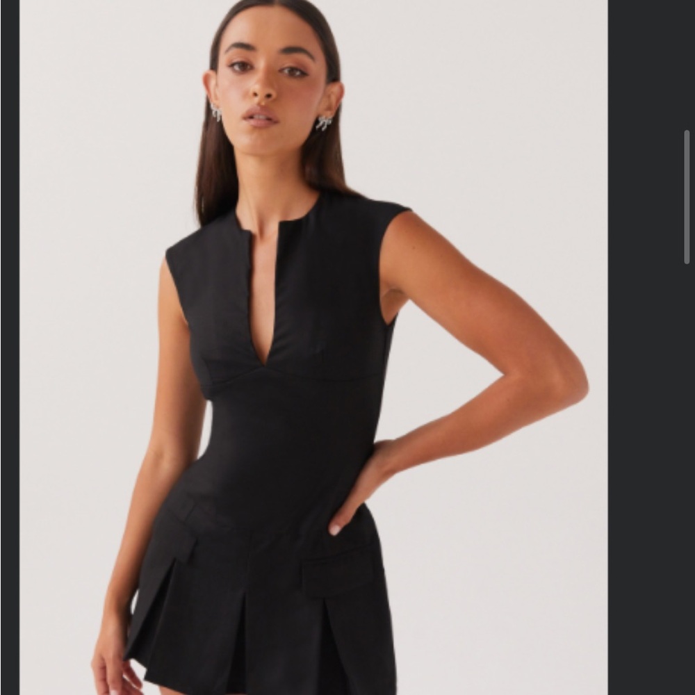 Peppermayo Black Sheath Mini Dress Plunge Neckline Sleeveless